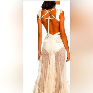 Beautiful white bathing suit/ resort wear ensemble.